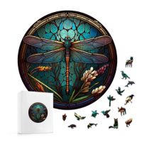 Kulaté dřevěné puzzle - Vážka, A5