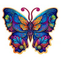 Dřevěné puzzle - Zářivě barevný motýl, A5