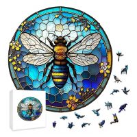 Kulaté dřevěné puzzle - Včela, A3