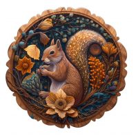 Kulaté dřevěné puzzle - Veverka, A5