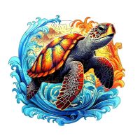 Kulaté dřevěné puzzle - Želva, A4