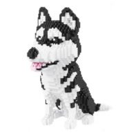 Pes stavebnice - Husky, černo bílý