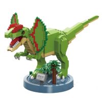 Dinosauří stavebnice - Béžovo zelený s červenými pruhy