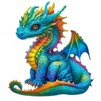 Dřevěné puzzle - Barevný drak, A3