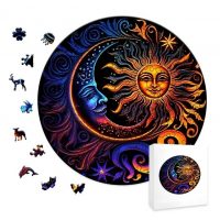 Kulaté dřevěné puzzle - Yin Yang měsíc a slunce, A4