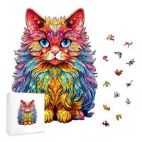 Dřevěné puzzle - Barevná kočka, A5