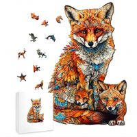 Dřevěné puzzle - Barevná liščí rodina, A5