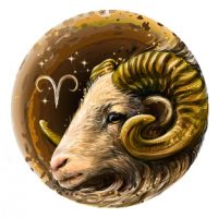 Kulaté dřevěné puzzle - Znamení zvěrokruhu, beran A3