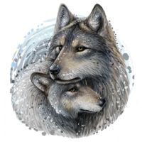 Kulaté dřevěné puzzle - Vlci, A3