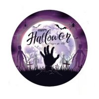 Kulaté dřevěné puzzle - Halloween, hřbitov A3