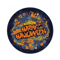 Kulaté dřevěné puzzle - Halloween, Happy Halloween A3