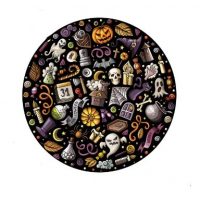 Kulaté dřevěné puzzle - Halloween, duch A5