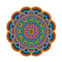 Kulaté dřevěné puzzle - Barevná mandala, A3
