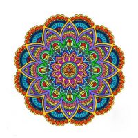 Kulaté dřevěné puzzle - Barevná mandala, A4