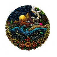 Kulaté dřevěné puzzle - Příroda, hory A3