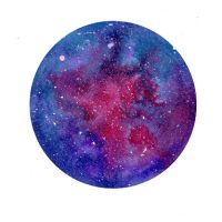 Kulaté dřevěné puzzle - Modro fialový vesmír, A3
