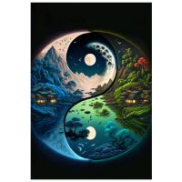 Diamantové malování s kulatými diamanty - Yin Yang 1, 40 x 30
