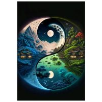 Diamantové malování s kulatými diamanty - Yin Yang 1, 40 x 50
