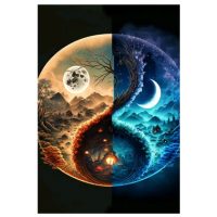 Diamantové malování s diamanty ve tvaru čtverce - Yin Yang 3, 40 x 30