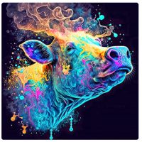 Diamantové malování s diamanty ve tvaru čtverce - Kráva, 30 x 30
