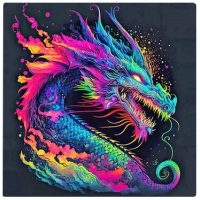 Diamantové malování s diamanty ve tvaru čtverce - Drak, 30 x 30