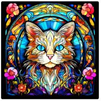 Diamantové malování s kulatými diamanty - Kočka 428, 30 x 30