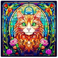 Diamantové malování s diamanty ve tvaru čtverce - Kočka 431, 40 x 40