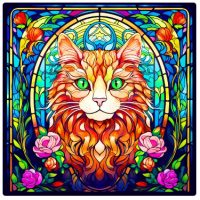 Diamantové malování s kulatými diamanty - Kočka 431, 30 x 30