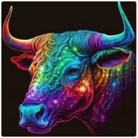 Diamantové malování s kulatými diamanty - Znamení zvěrokruhu, býk 40 x 40