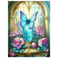 Diamantové malování s diamanty ve tvaru čtverce - Tyrkysový motýl, 40 x 50
