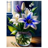 Diamantové malování s diamanty ve tvaru čtverce - Květiny, 30 x 40