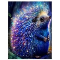 Diamantové malování s diamanty ve tvaru čtverce - Ježek, 60 x 50