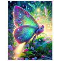 Diamantové malování s diamanty ve tvaru čtverce - Barevný motýl, 60 x 50