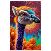 Diamantové malování s diamanty ve tvaru čtverce - Pštros, 40 x 30