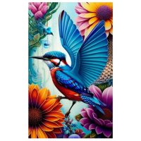 Diamantové malování s diamanty ve tvaru čtverce - Kolibřík, 40 x 30