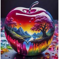 Diamantové malování s diamanty ve tvaru čtverce - Jablko, 25 x 25