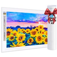 Diamantové malování s kulatými diamanty - Slunečnice, 50 x 70
