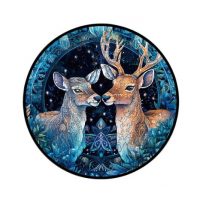 Kulaté dřevěné puzzle - Srnka a Srnec, A4