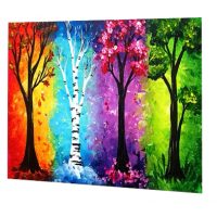Diamantové malování s kulatými diamanty - Roční období, stromy 20 x 30