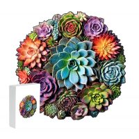 Kulaté dřevěné puzzle - Kaktusy, A3
