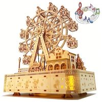 Mechanické dřevěné 3D puzzle - Kolotoč