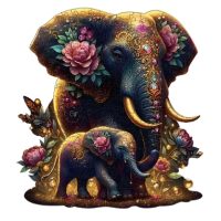 Dřevěné puzzle - Sloní rodina, A3