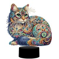 Diamantové malování s podstavcem a podsvícením - Cat