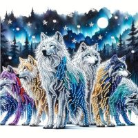 Diamantové malování s variabilními diamanty - Vlci, 30 x 30