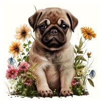 Diamantové malování s diamanty ve tvaru čtverce - Pes 2257, 40 x 40