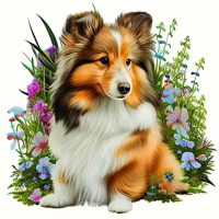 Diamantové malování s kulatými diamanty - Pes 2268, 20 x 20