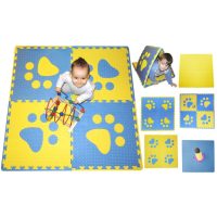 Pěnový BABY puzzle koberec s okraji - Modré a žluté dílky