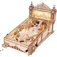 ROBOTIME Rokr Svítící 3D dřevěné puzzle - Hrací automat Pinball, 482 dílků