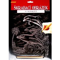 ARTLOVER Škrabací obrázek stříbrný - Delfíni, 20 x 25 cm