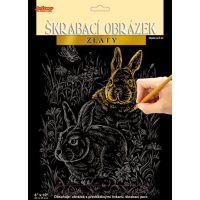 ARTLOVER Škrabací obrázek - Králíčci, zlatý